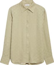 FERRAGAMO Gancini Jacquard Silk Button-Up Shirt