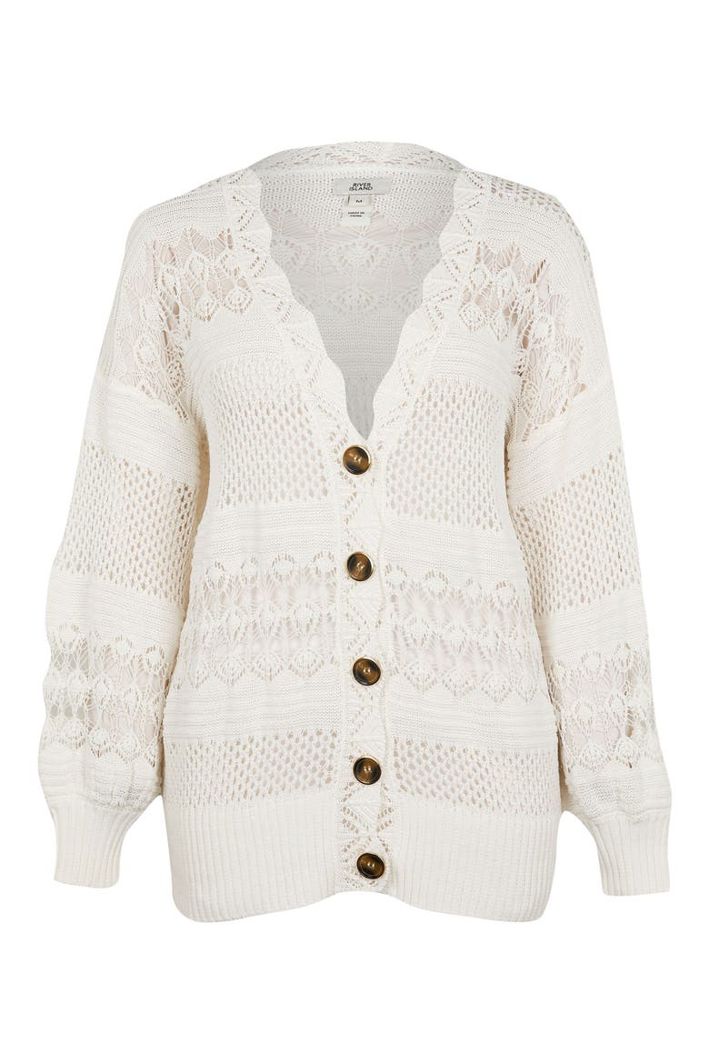 Pretty Crochet Cardigan, Alternate, color, WHITE
