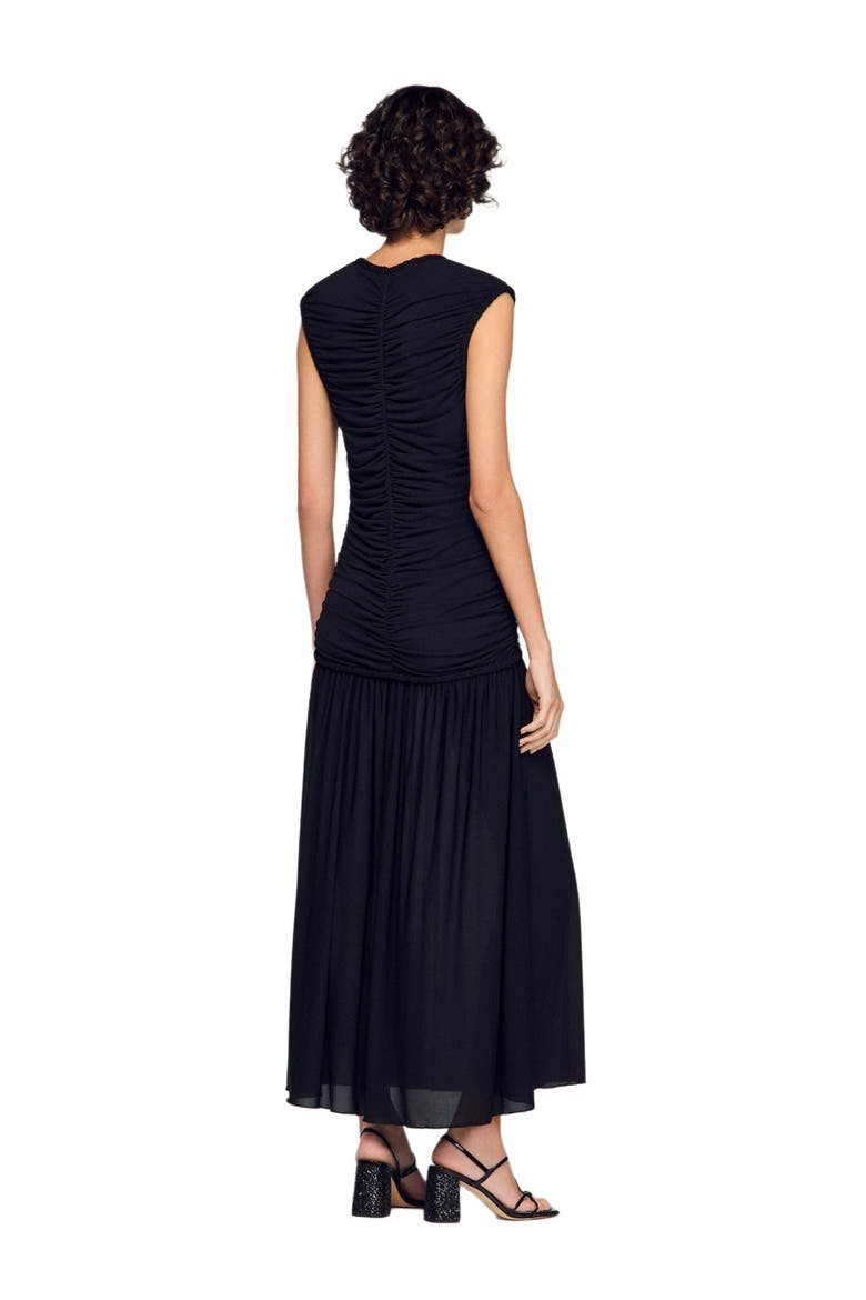 Draped maxi dress, Alternate, color, Black