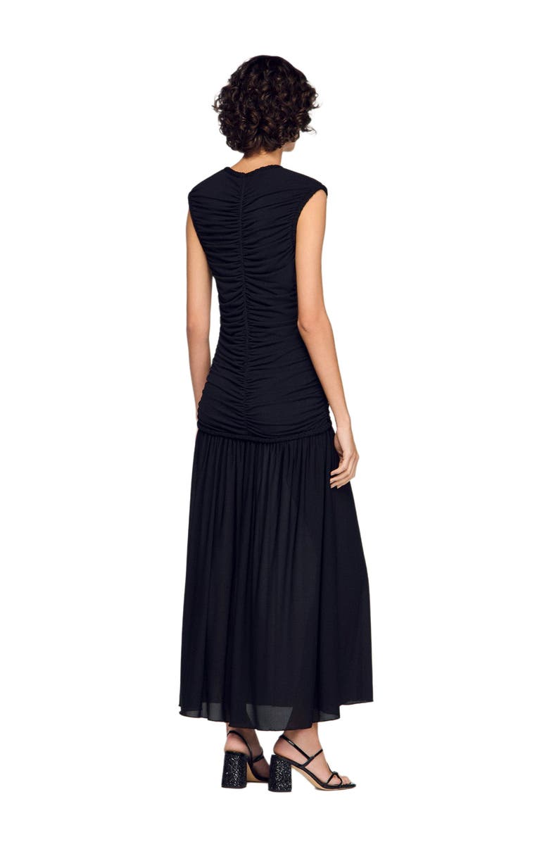 SANDRO Draped maxi dress, Alternate, color, Black