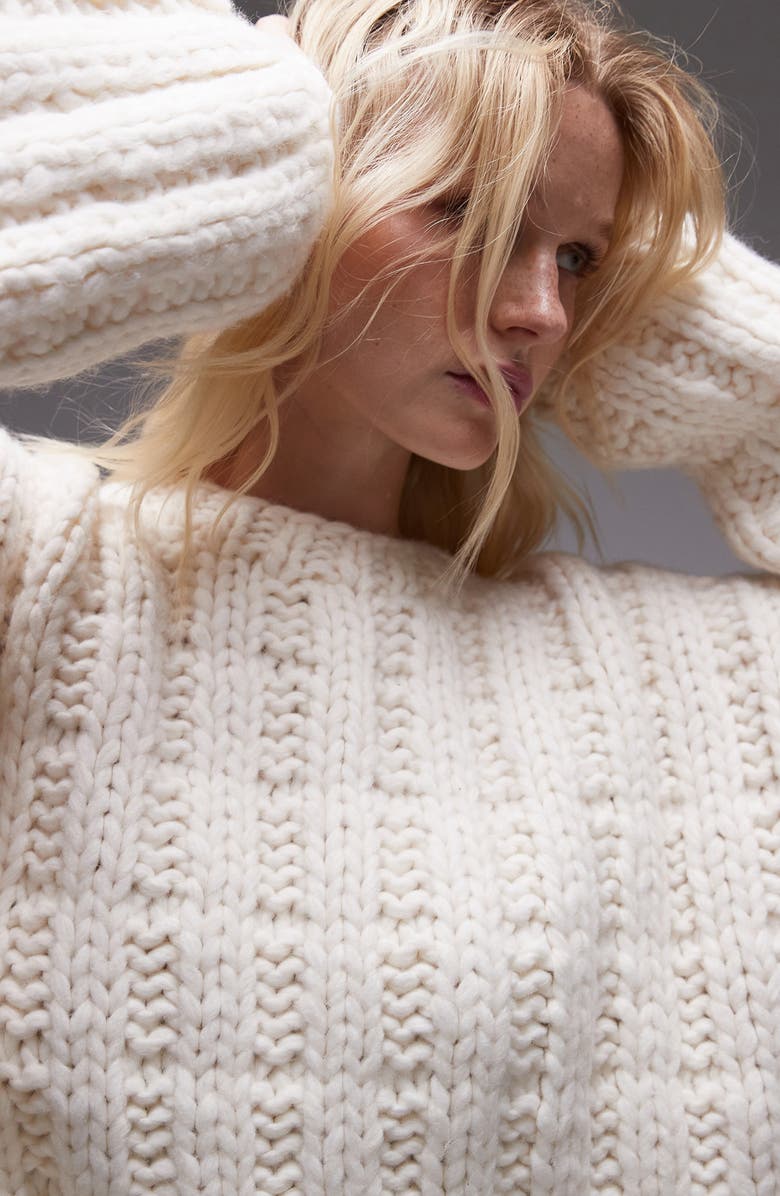 Topshop Oversize Crewneck Sweater, Alternate, color,