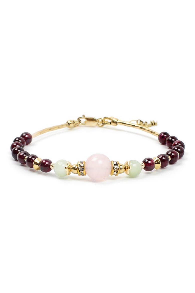Rosebud Beaded Bracelet, Main, color, GOLD BURGUNDY PINK