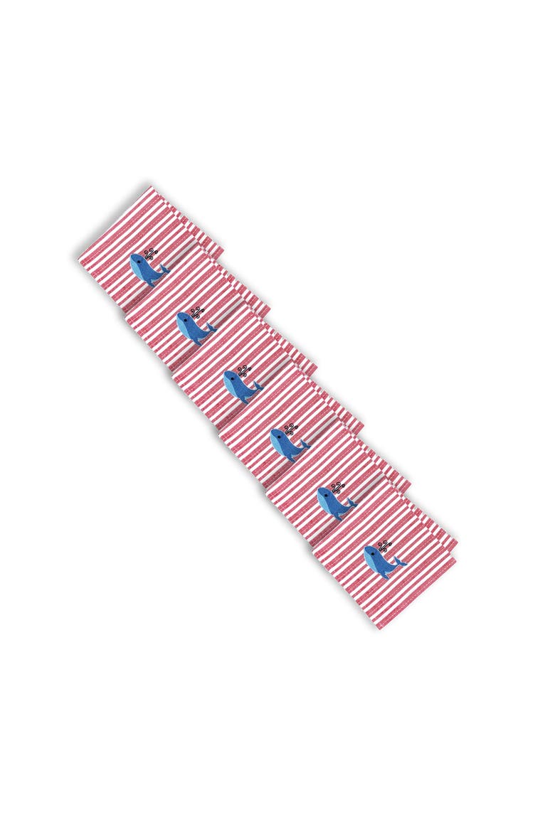 Whale Stripe Napkin Set of 6, Alternate, color, Blue