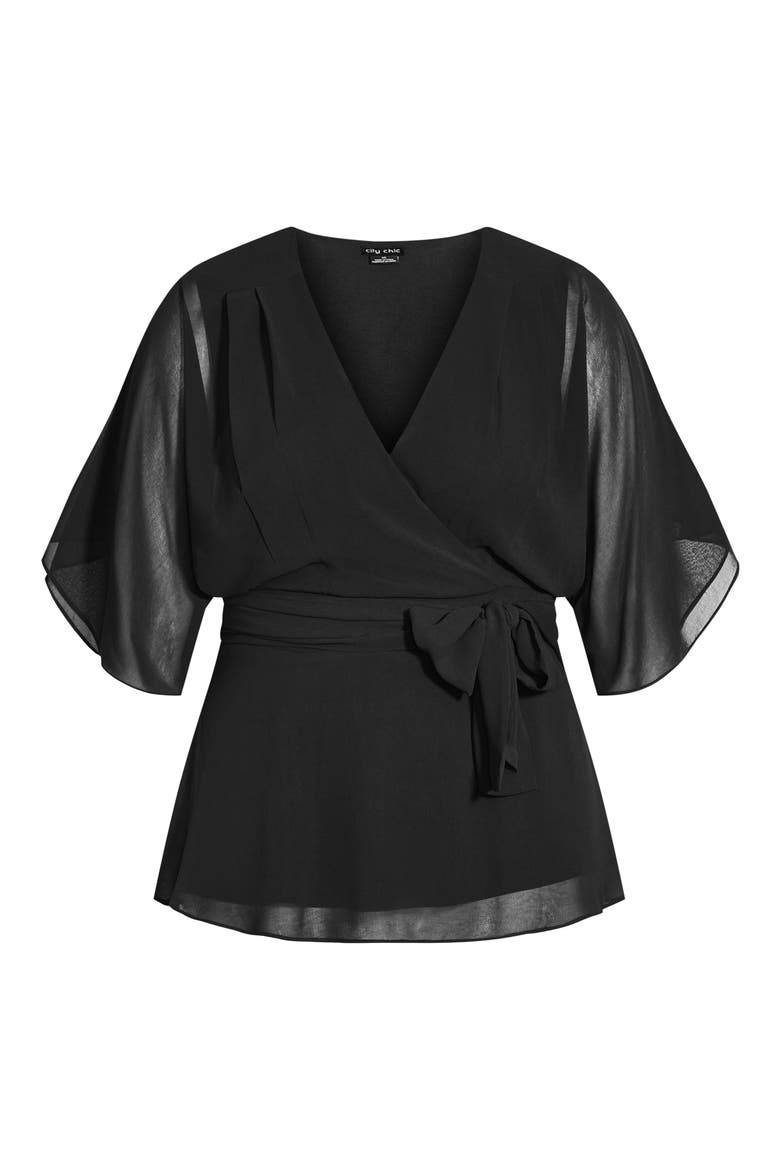 Elegant Wrap Top, Alternate, color, BLACK