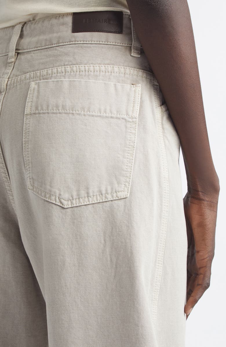 Lemaire High Waist Cotton Twill Barrel Leg Pants, Alternate, color, Moonstone
