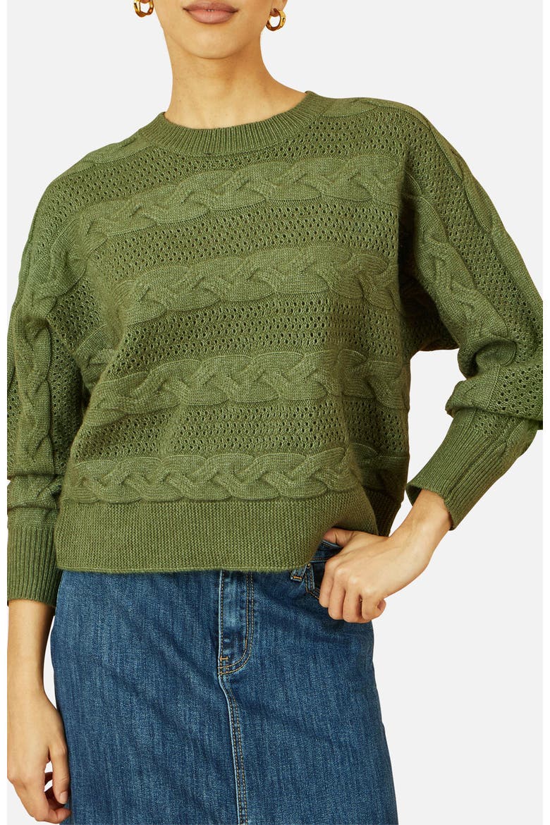 Cable Knit Relaxed Fit Jumper, Alternate, color, Green