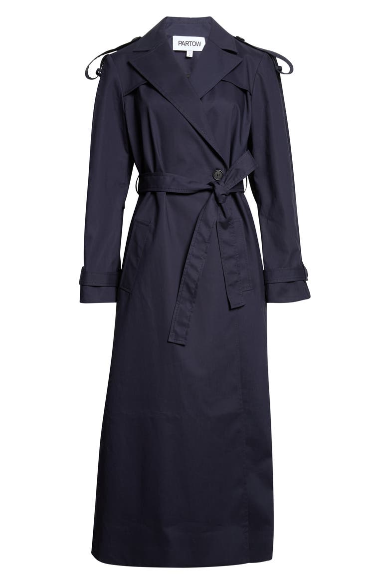 Annie Bonded Cotton Trench Coat, Main, color, NAVY
