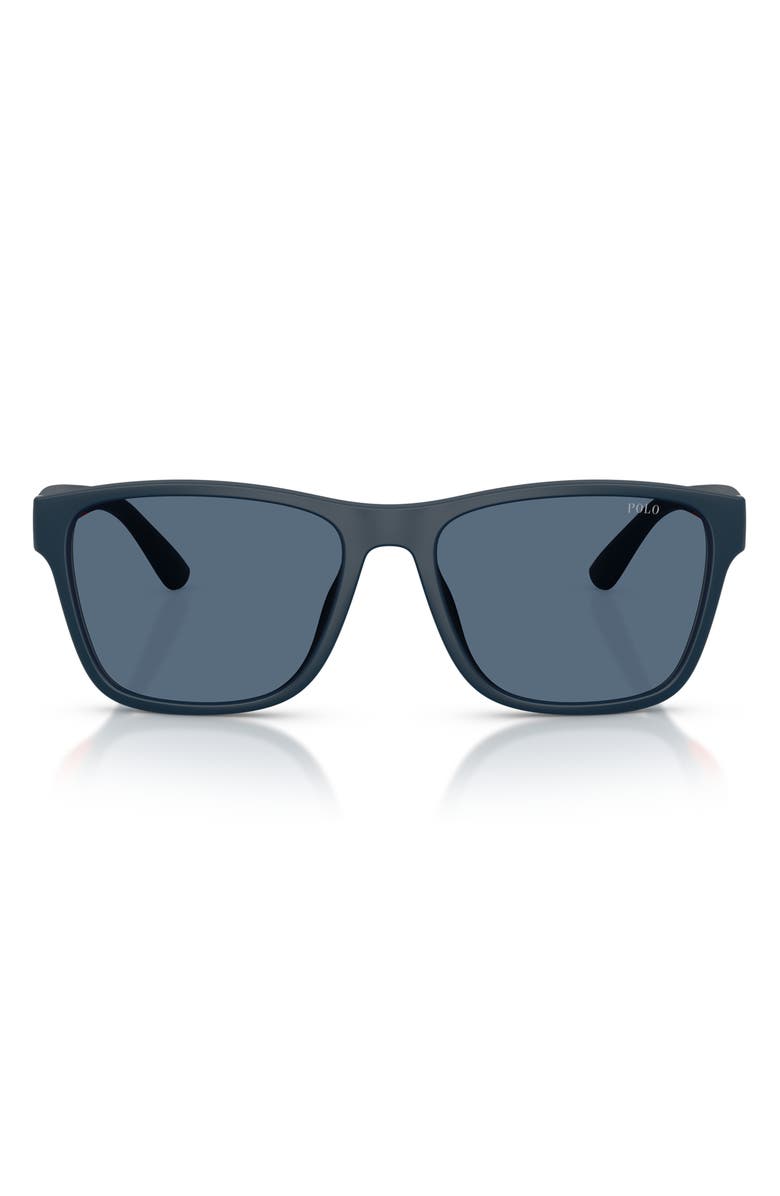 Polo Ralph Lauren 56mm Square Sunglasses, Main, color, Matte Navy Blue / Dark Blue