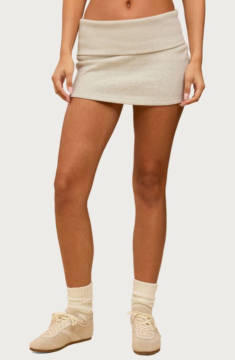 Nayel Foldover Fleece Miniskirt