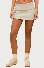 EDIKTED Nayel Foldover Fleece Miniskirt