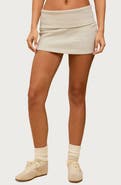 EDIKTED Nayel Foldover Fleece Miniskirt