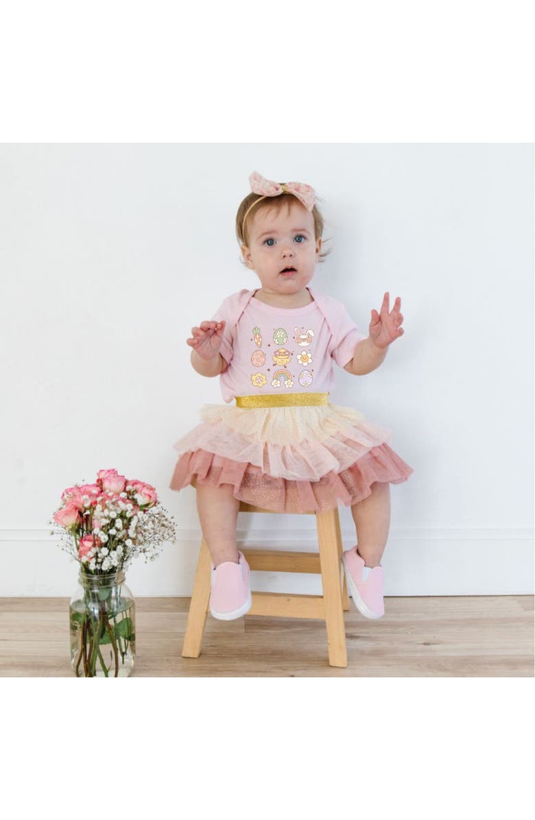 Sweet Wink Groovy Chick Easter Short Sleeve Bodysuit, Alternate, color, Pink