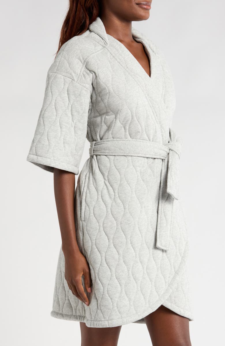 UGG<sup>®</sup> Zellwood Quilted Short Robe, Alternate, color, Grey Heather