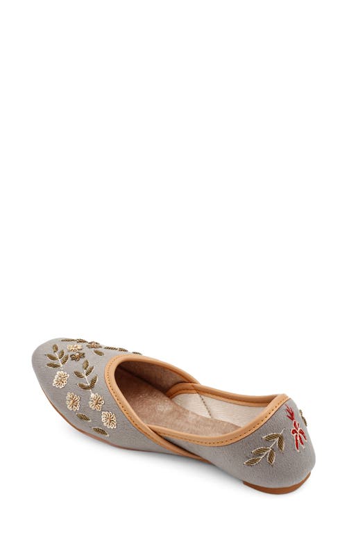 Fuchsia Paris Embroidered Jutti Flat In Gray