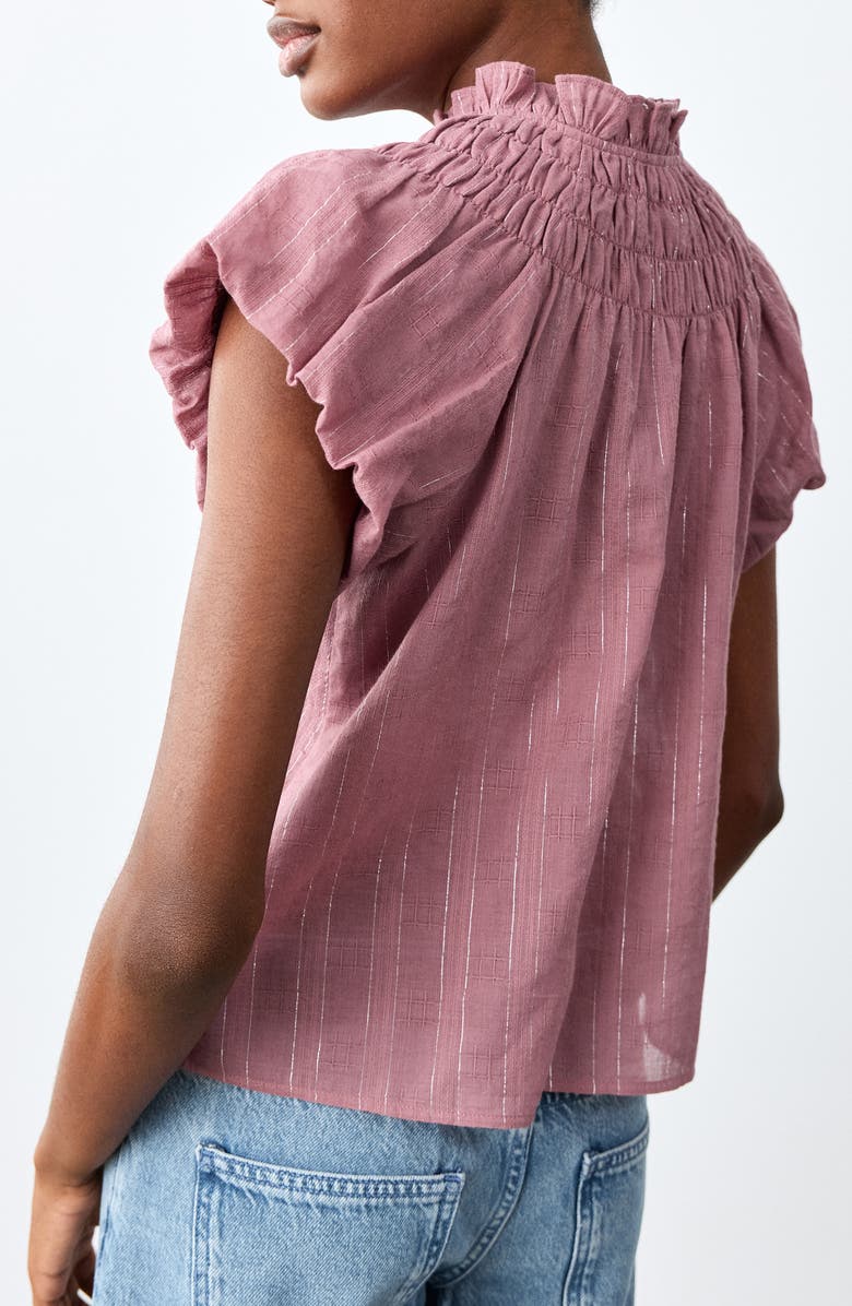 MANGO TEEN Metallic Stripe Button-Up Top, Alternate, color, 