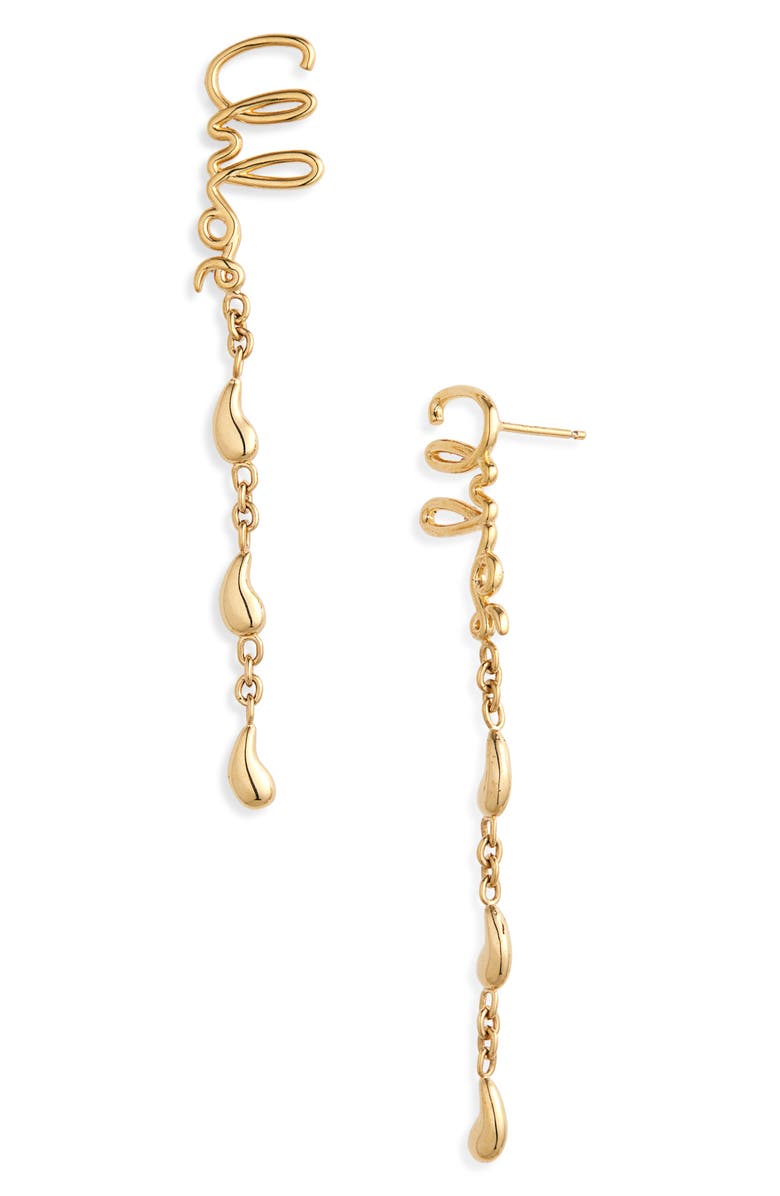 Chloé Iconic Linear Drop Earrings, Main, color, Vintage Gold