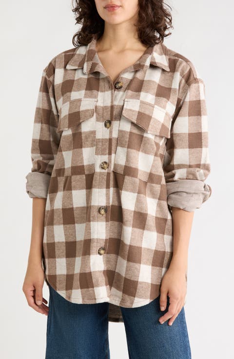 Taelyn Buffalo Plaid Oversize Button-Up Shirt
