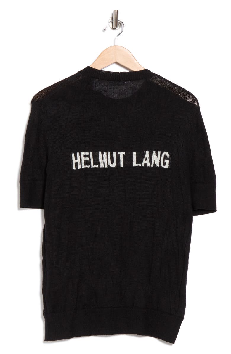Helmut Lang Crush Short Sleeve Wool Blend Sweater, Alternate, color, Black