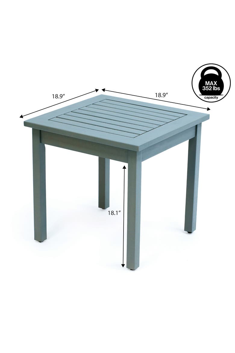 Archer Modern Square Wood Outdoor Side Table, Slatted Patio Accent End Table for Porch Poolside, Alternate, color, Gray