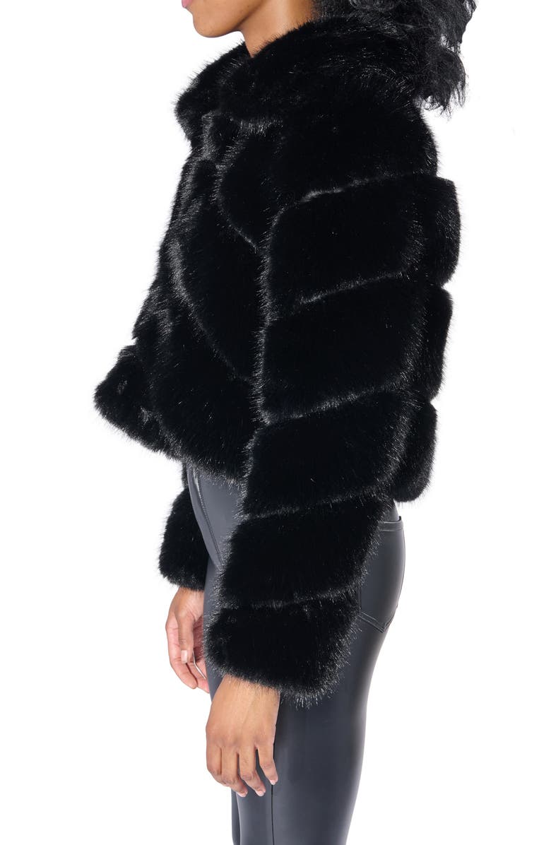 AZALEA WANG Faux Fur Jacket, Alternate, color, Black