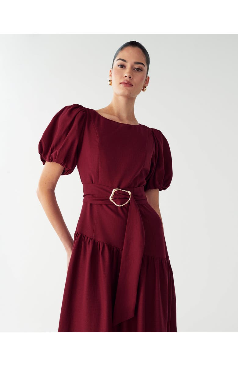 WILLA Elona Midi Dress, Alternate, color, Burgundy