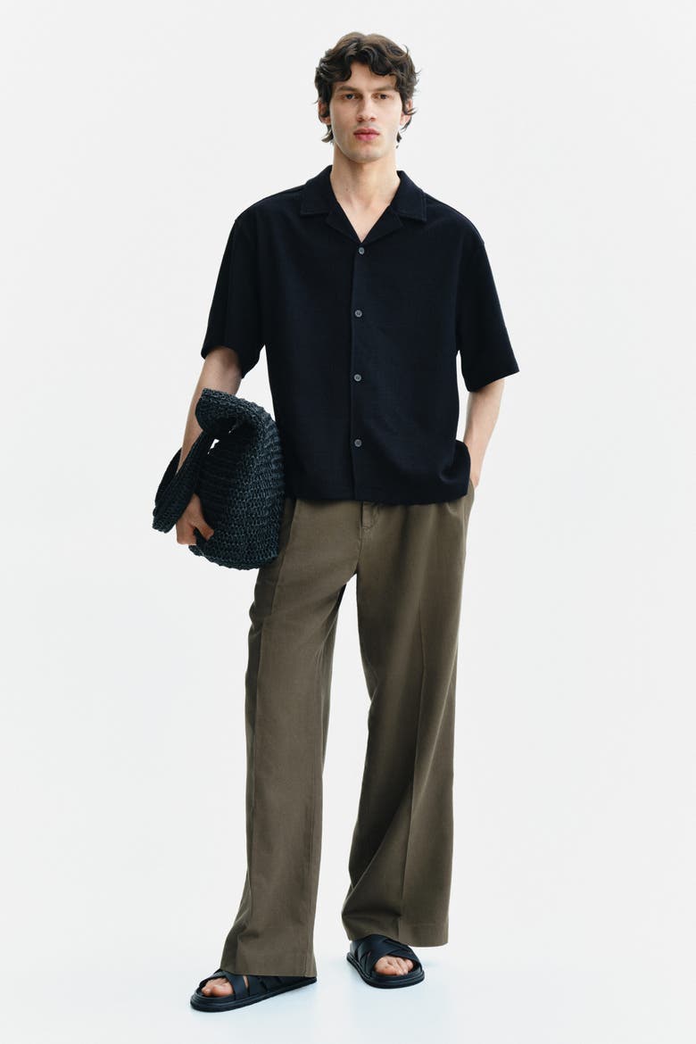 Relaxed Fit Resort Shirt, Alternate, color, Black