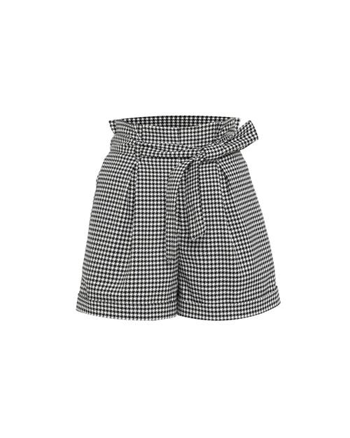 Theo The Label Erato Paper Bag Houndstooth Short In Black/white