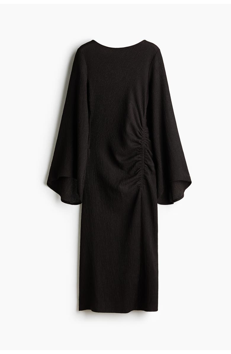 H&M Trumpet-sleeved Jersey Dress, Main, color, Dark Brown
