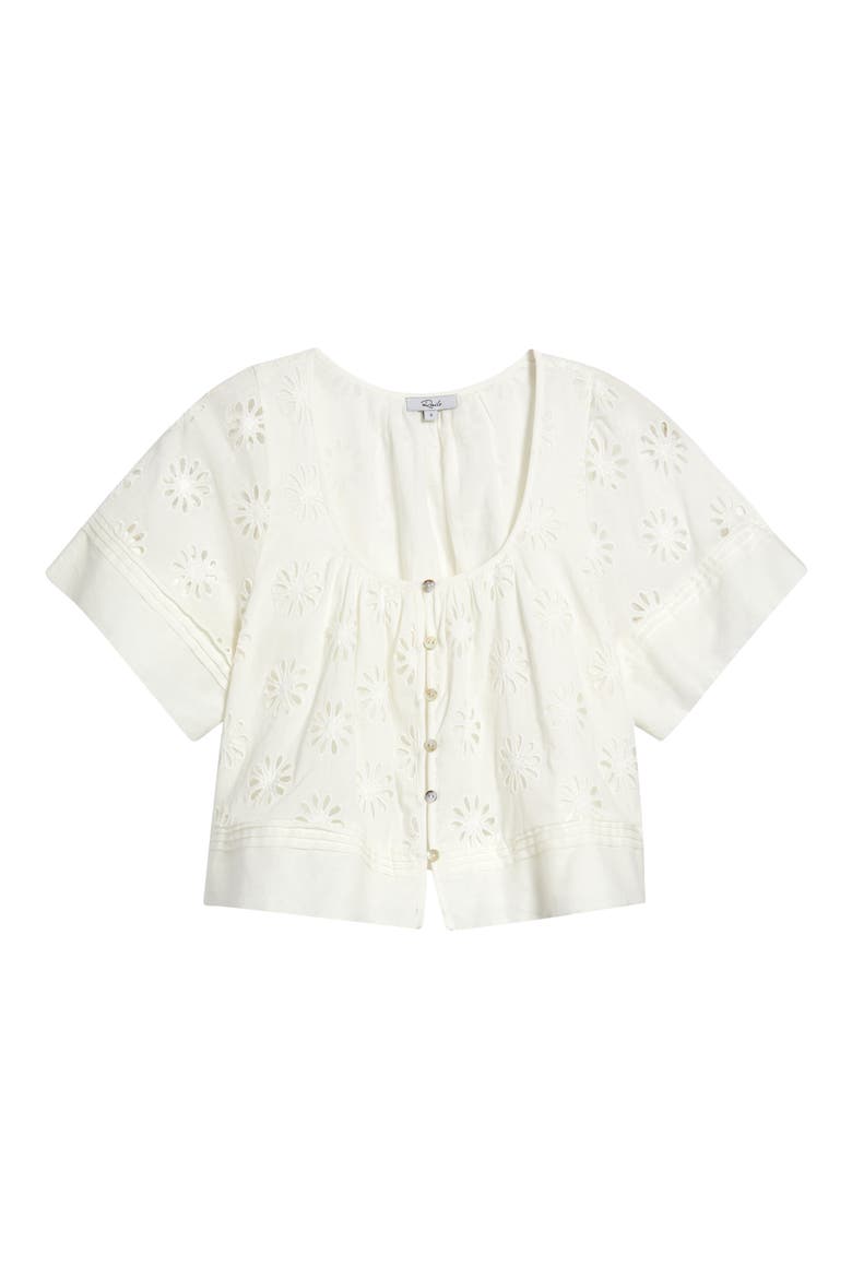 Bambina Cotton Eyelet Trapeze Top, Alternate, color, WHITE