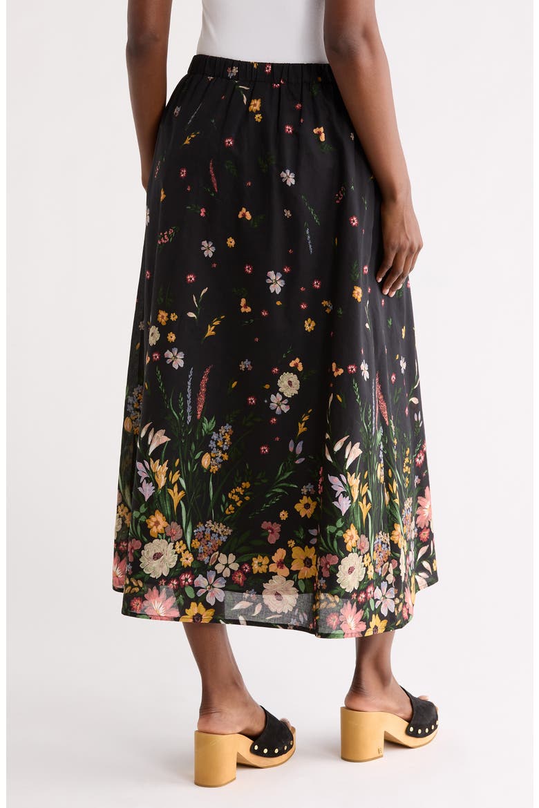 Floral Border Maxi Skirt, Alternate, color, BLACK