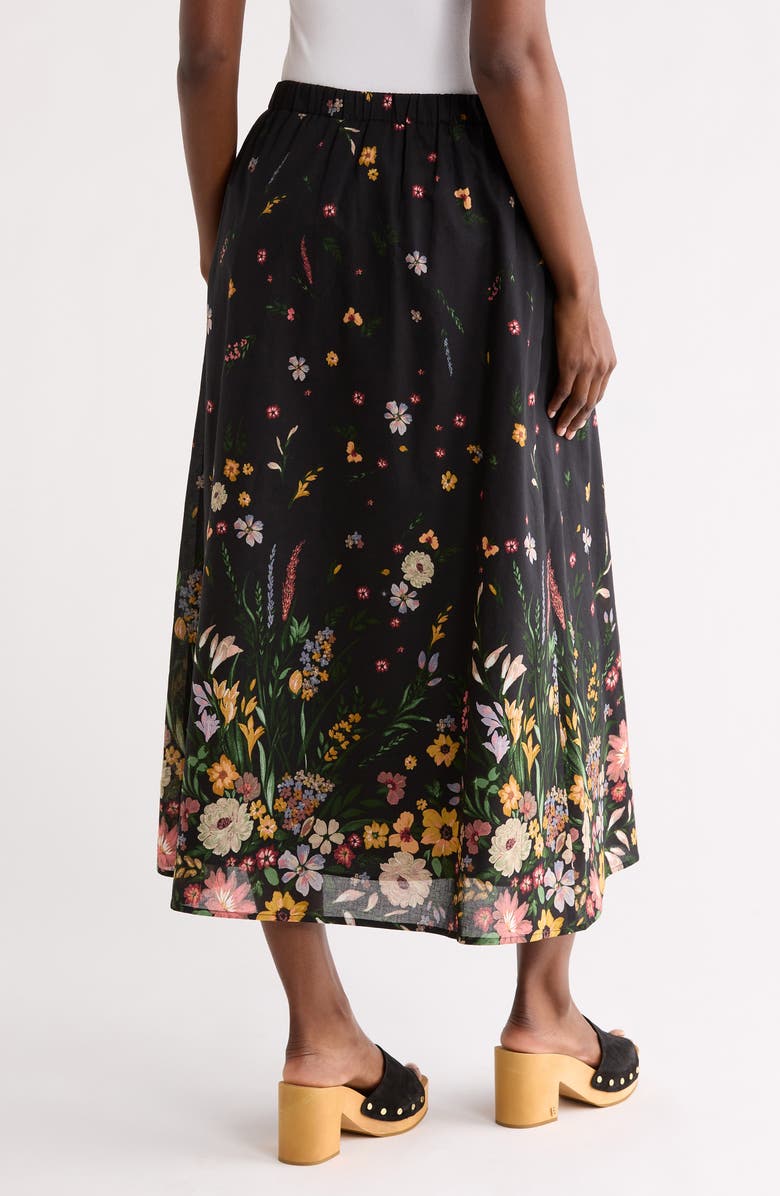 DR2 by Daniel Rainn Floral Border Maxi Skirt, Alternate, color, Black