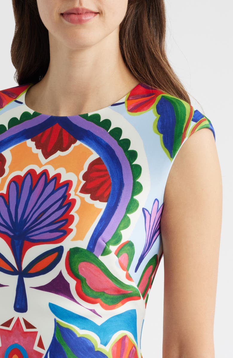 Vince Camuto Scuba Crepe Cocktail Dress, Alternate, color, Blue Multi