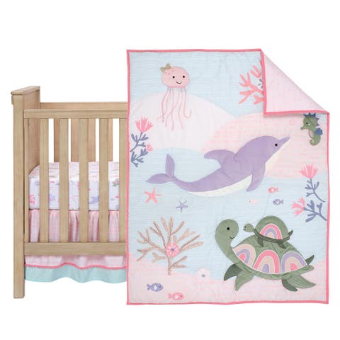 Sea Dreams 3-Piece Dolphin/Turtle Nautical Baby Crib Bedding Set