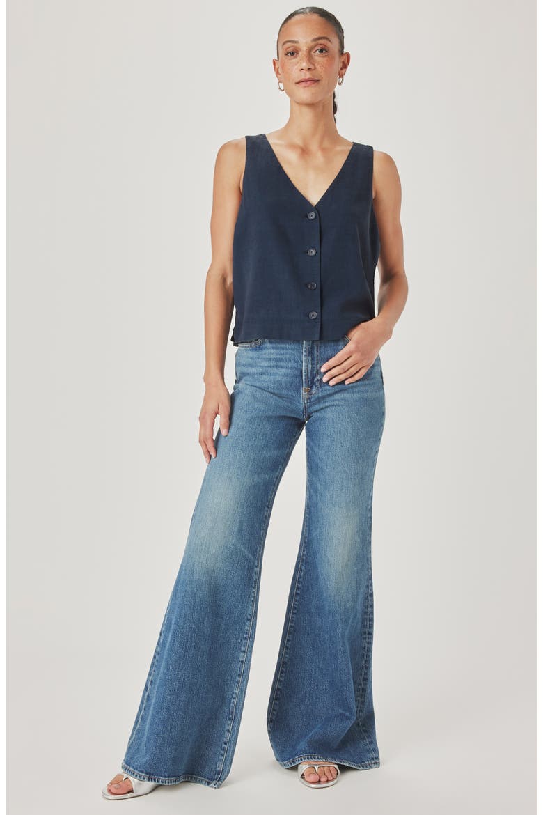 Adele Linen Blend Vest, Alternate, color, NAVY BLUE