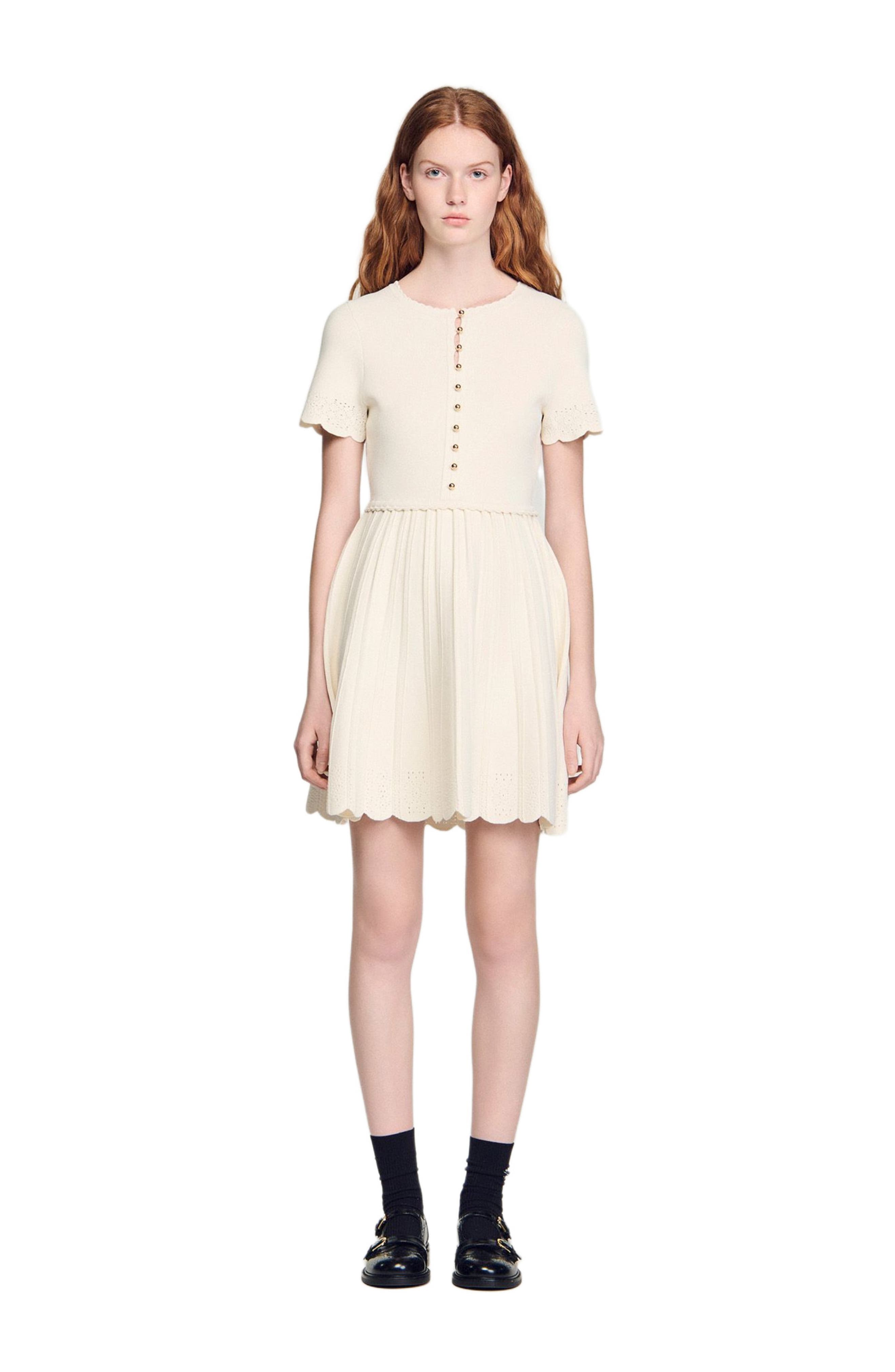 Pointelle knit short dress - image 2