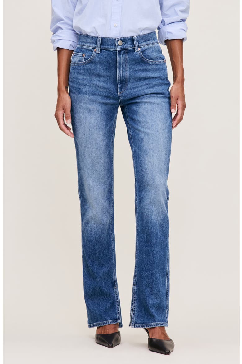 Patti Side Slit Straight Leg High Rise Jeans, Main, color, NORTH CURRENT VINTAGE