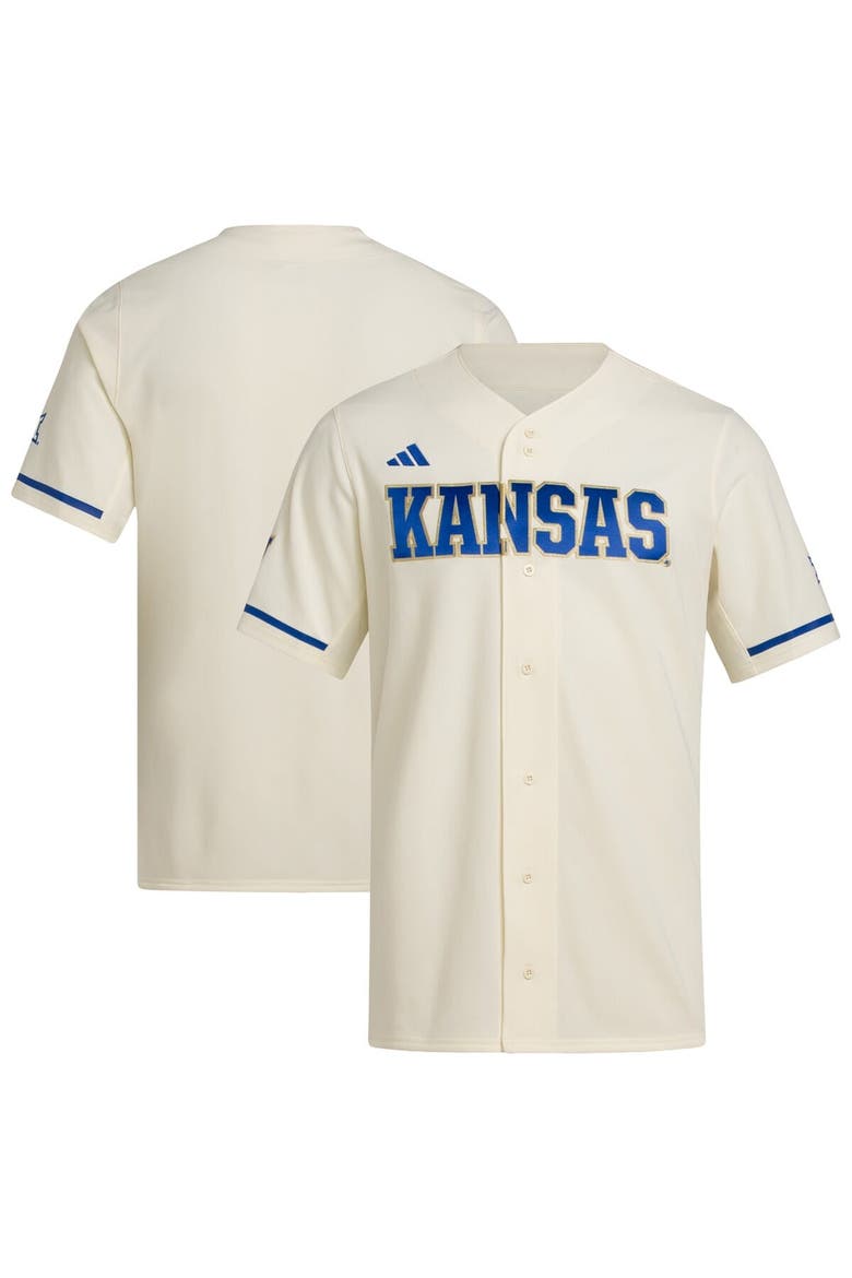 Men's adidas  Cream Kansas Jayhawks Replica Baseball Jersey, Main, color, Cream