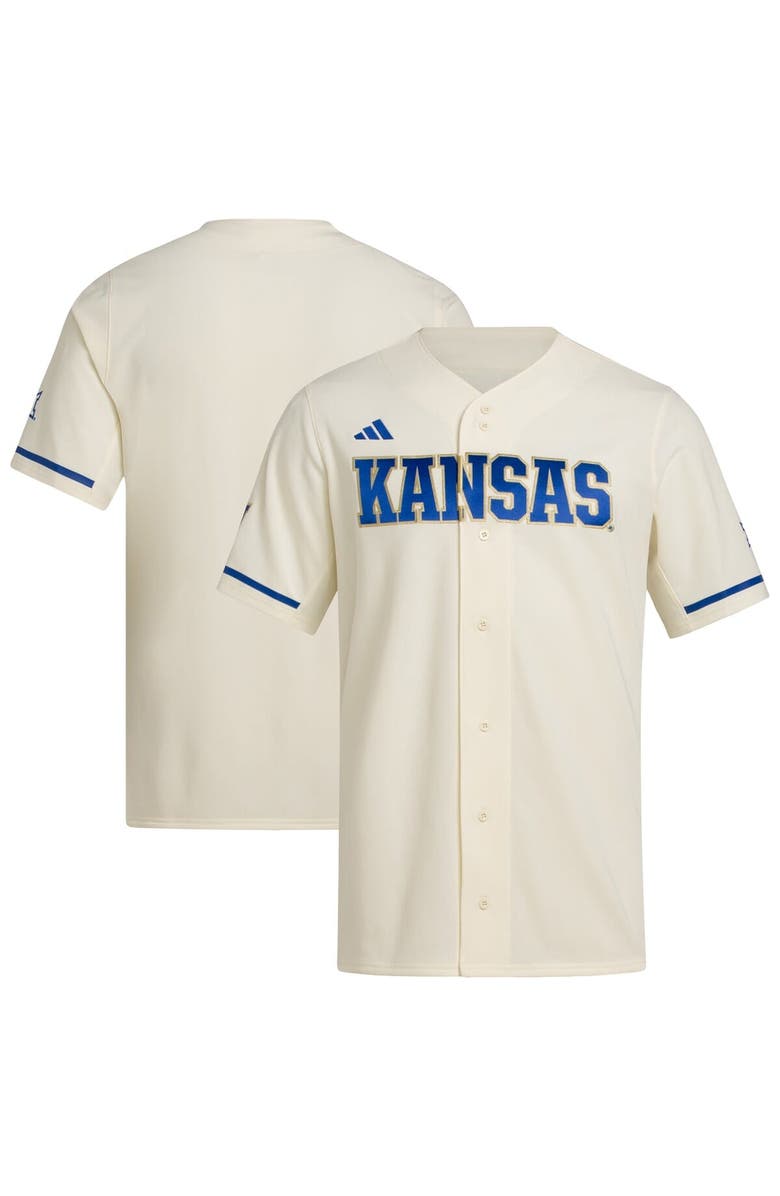 adidas Men's adidas Cream Kansas Jayhawks Replica Baseball Jersey, Main, color, Cream