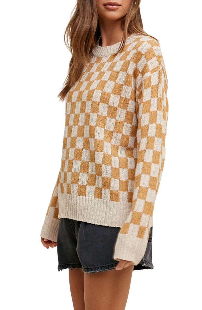 WISHLIST Check Sweater, Alternate, color, Cream/ Camel