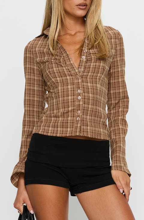 Arianwyn Plaid Button-Up Shirt
