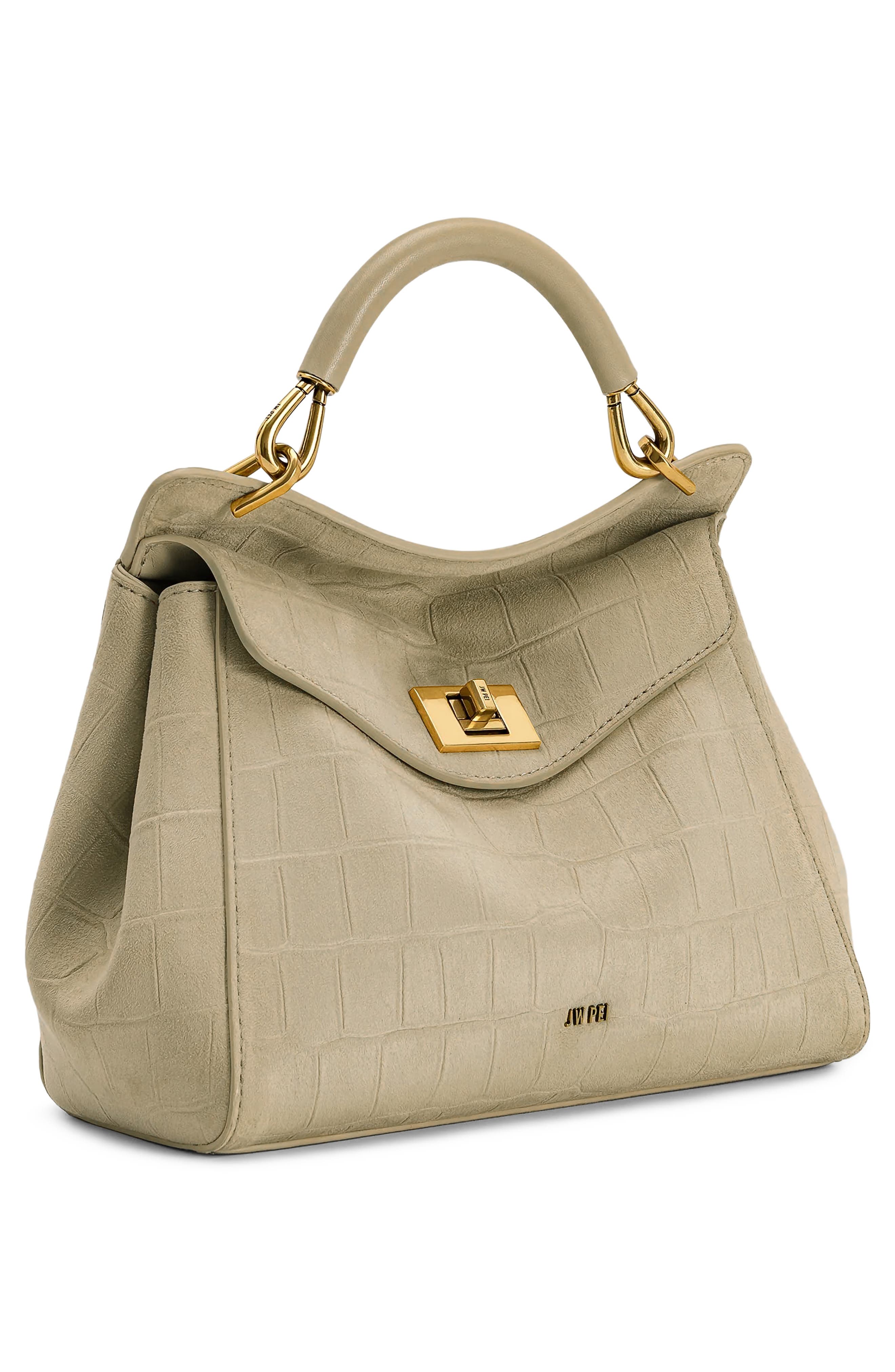 JW PEI Lucia Faux Suede Top Handle Bag, Alternate, color, Light Beige
