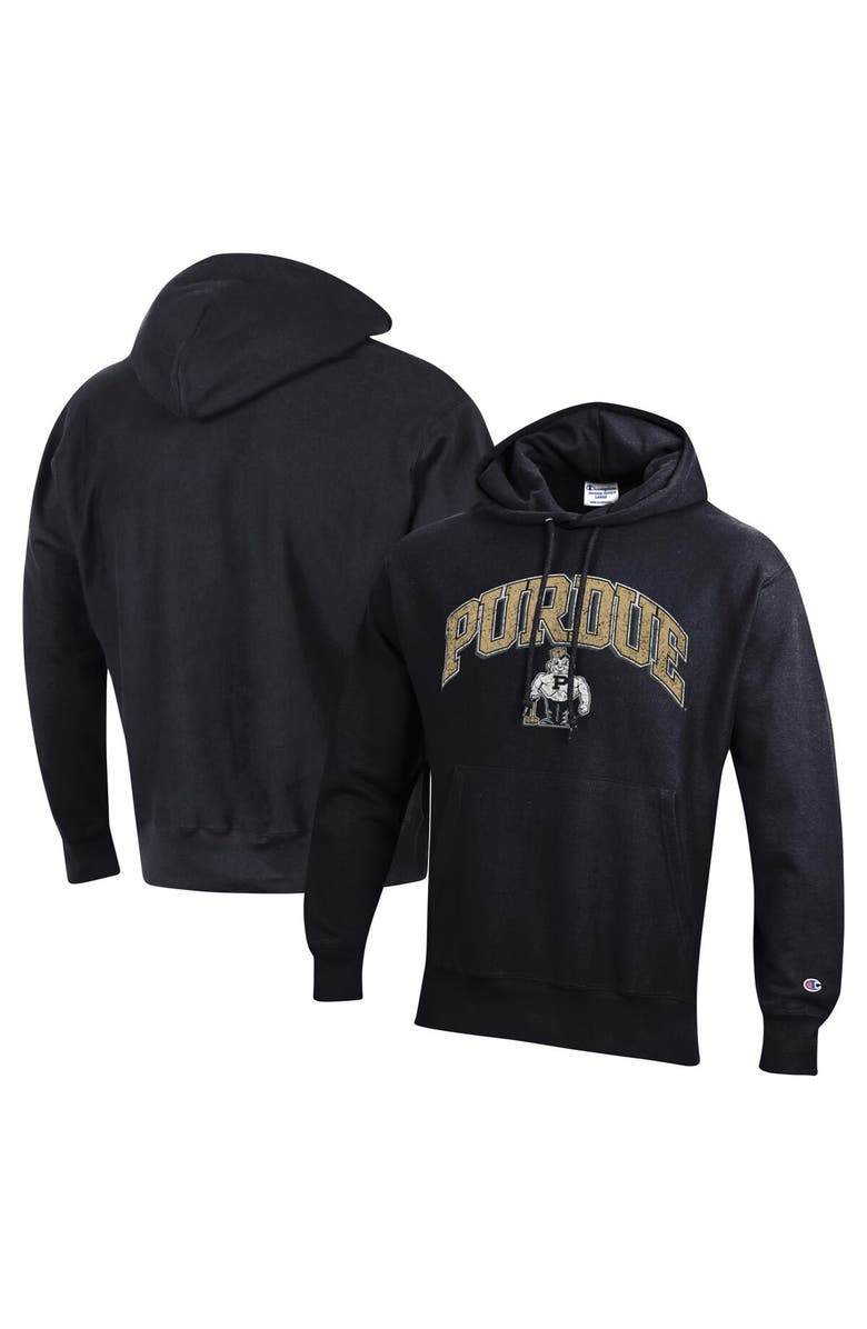 Champion Men's Champion Black Purdue Boilermakers Vault Late Night Reverse Weave Pullover Hoodie, Main, color, Black