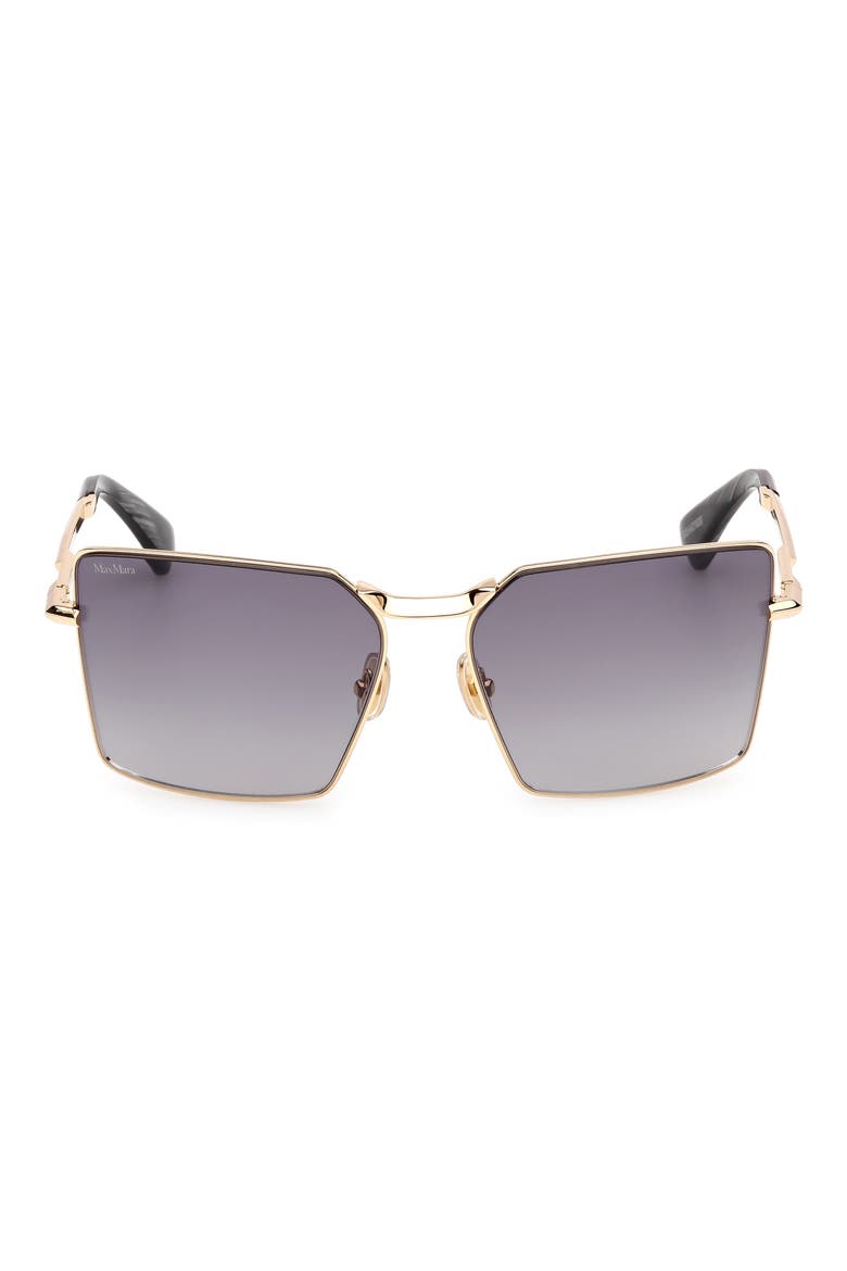58mm Gradient Rectangular Sunglasses, Main, color, SHINY DEEP GOLD / SMOKE