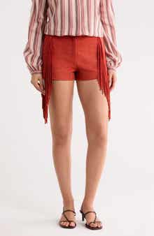 Fringed Lambskin Leather Shorts