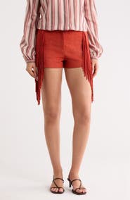 Longchamp Fringed Lambskin Leather Shorts