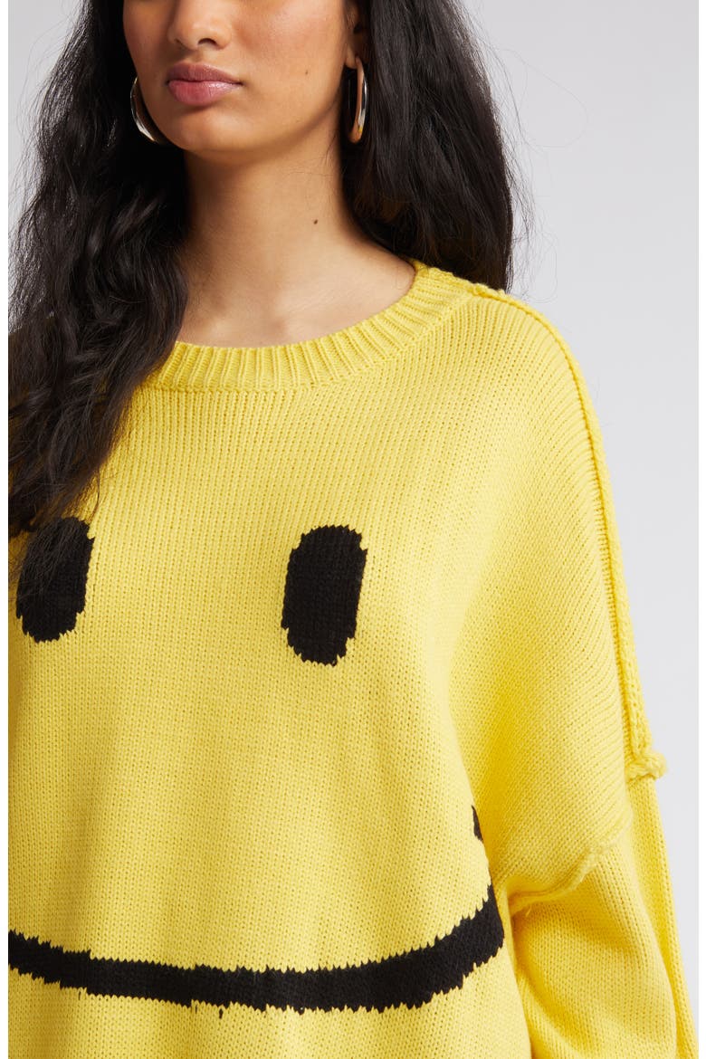 Smile Oversize Sweater, Alternate, color, YELLOW