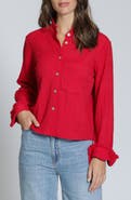 APNY Ruffle Long Sleeve Crop Button-Up Shirt
