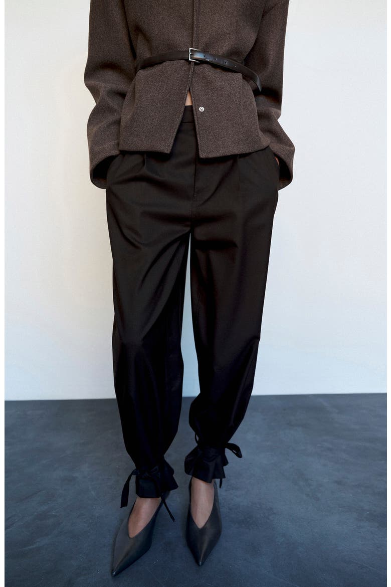 Bow Detail Baggy Pants, Alternate, color, CHOCOLATE