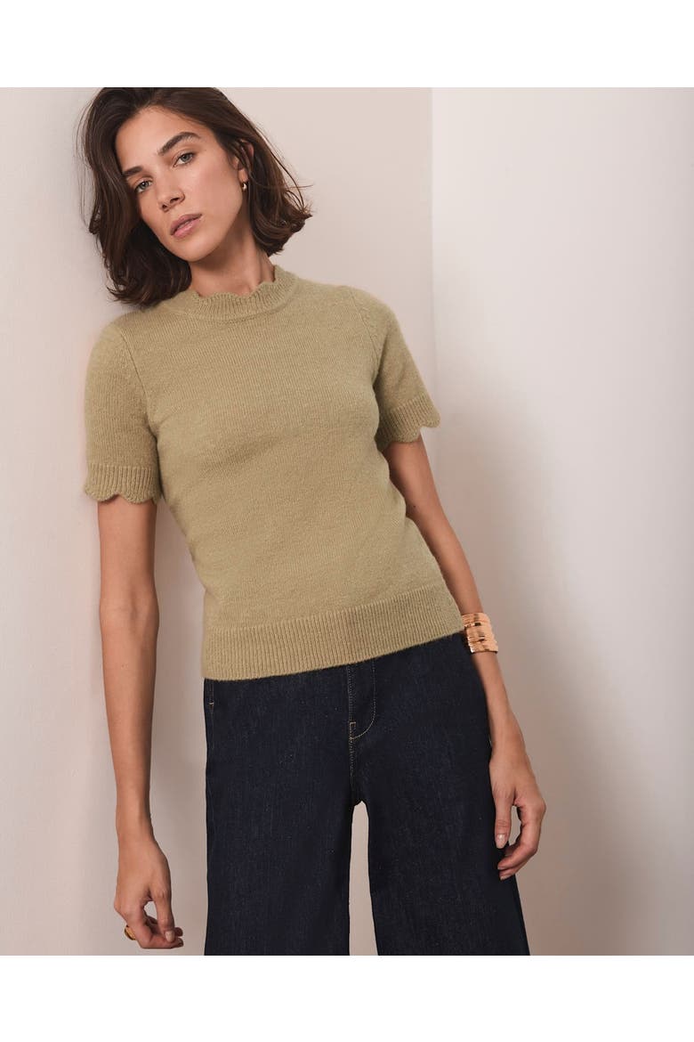 Scallop Trim Knit Top, Alternate, color, Green