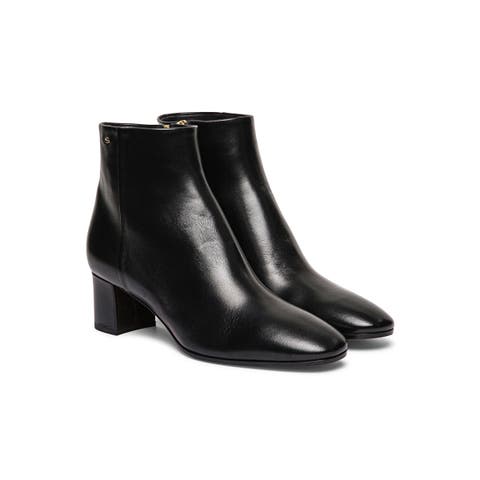 Women's leather mid-heel ankle boot